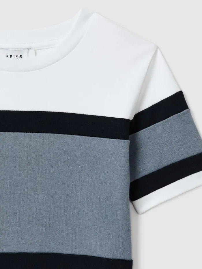 Children Reiss TShirts Auckland Cotton Colourblock Crew Neck TShirt Airforce Blue