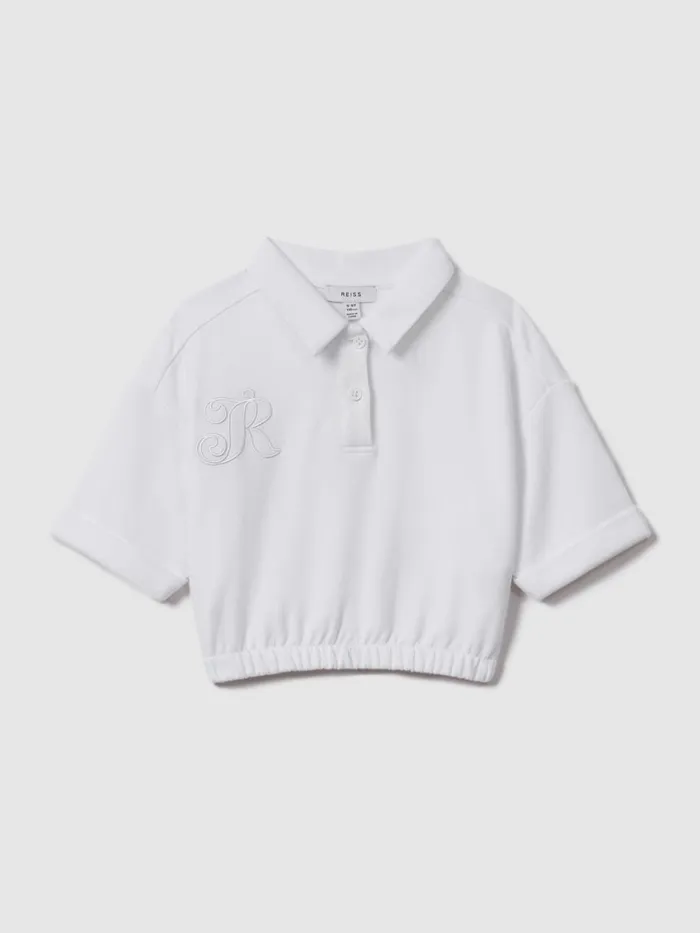 Children Reiss Tops and TShirts Pax Cotton Cropped Polo Shirt Ivory