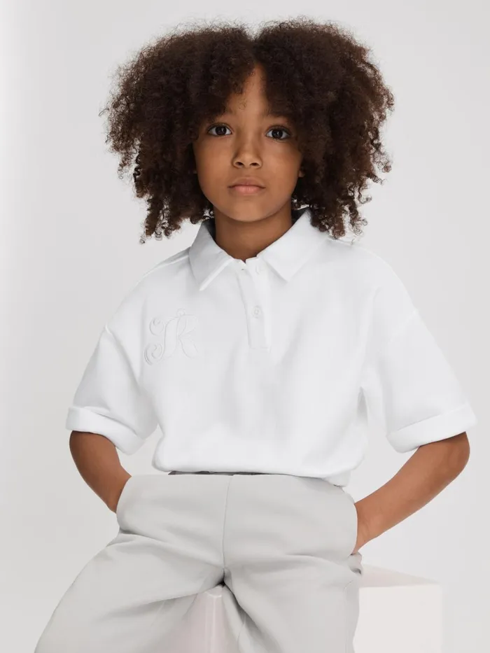 Children Reiss Tops and TShirts Pax Cotton Cropped Polo Shirt Ivory