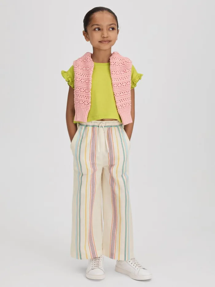 Children Reiss Tops and TShirts Saskia Ruffle Sleeve Cropped TShirt Lime