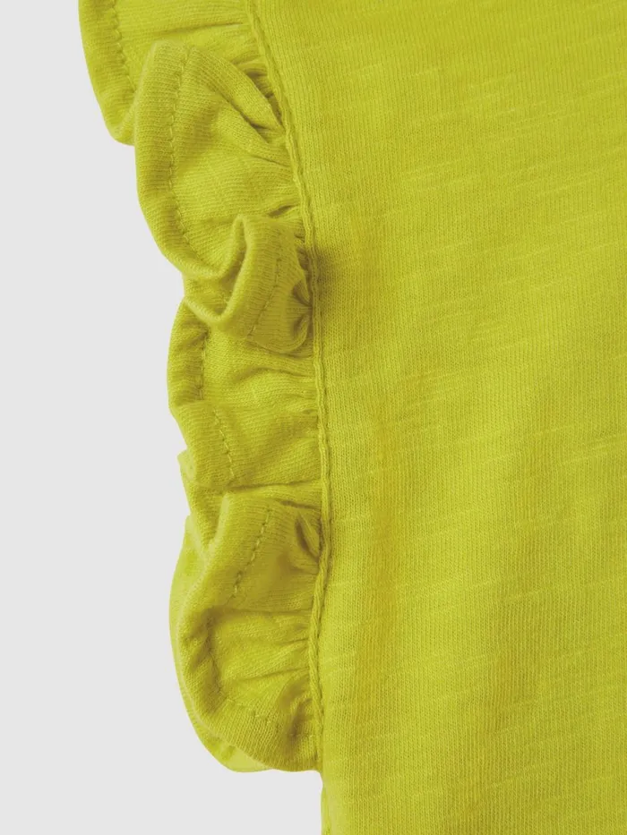 Children Reiss Tops and TShirts Saskia Ruffle Sleeve Cropped TShirt Lime