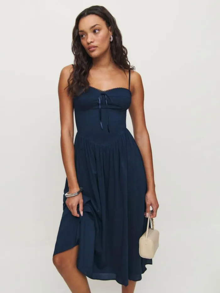 Clothing The Reformation Allure Dress Navy