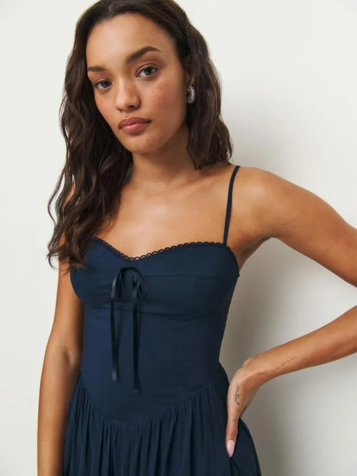 Clothing The Reformation Allure Dress Navy