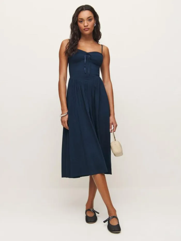 Clothing The Reformation Allure Dress Navy