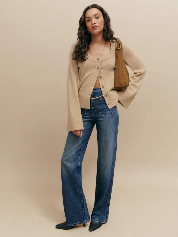 Clothing The Reformation Alyssa High Rise Wide Leg Long Jeans Mellusine
