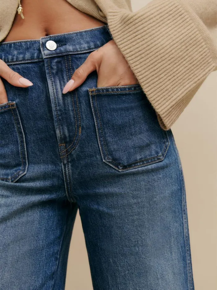 Clothing The Reformation Alyssa High Rise Wide Leg Long Jeans Mellusine