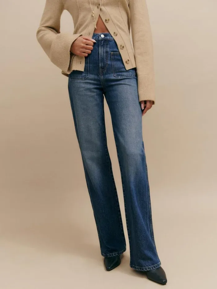 Clothing The Reformation Alyssa High Rise Wide Leg Long Jeans Mellusine