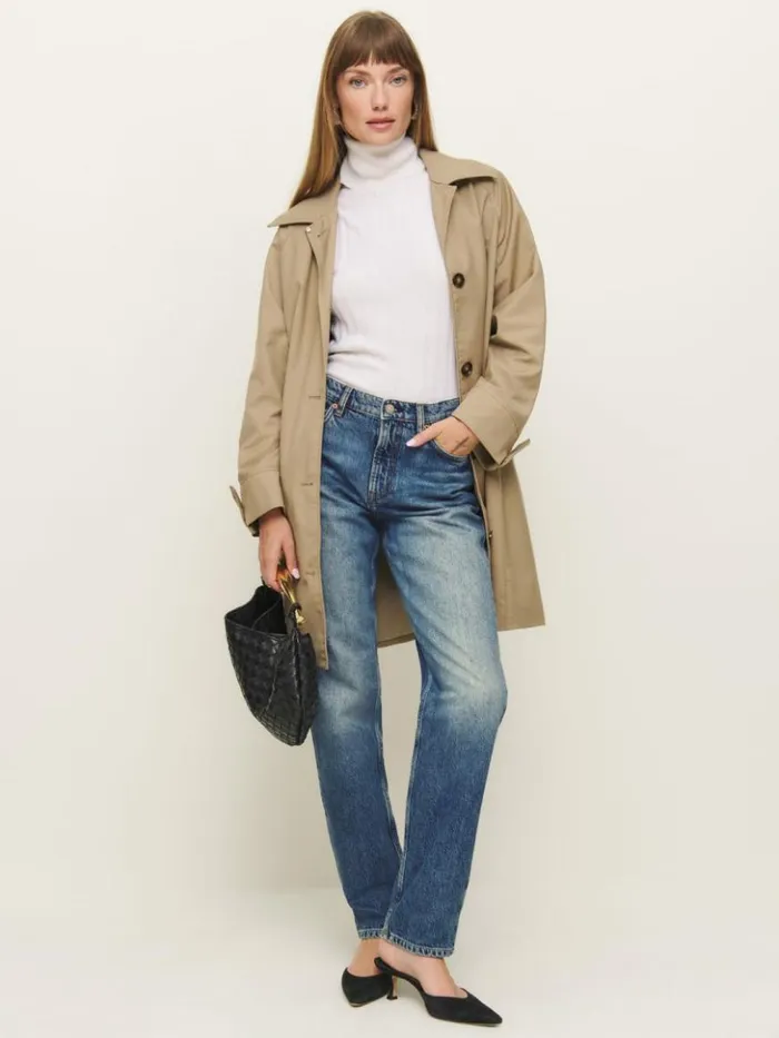 Clothing The Reformation Bobbi Mid Rise Boyfriend Jeans Hemlock