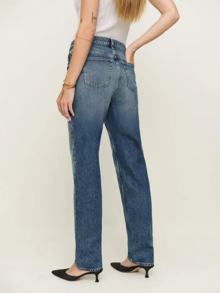 Clothing The Reformation Bobbi Mid Rise Boyfriend Jeans Hemlock