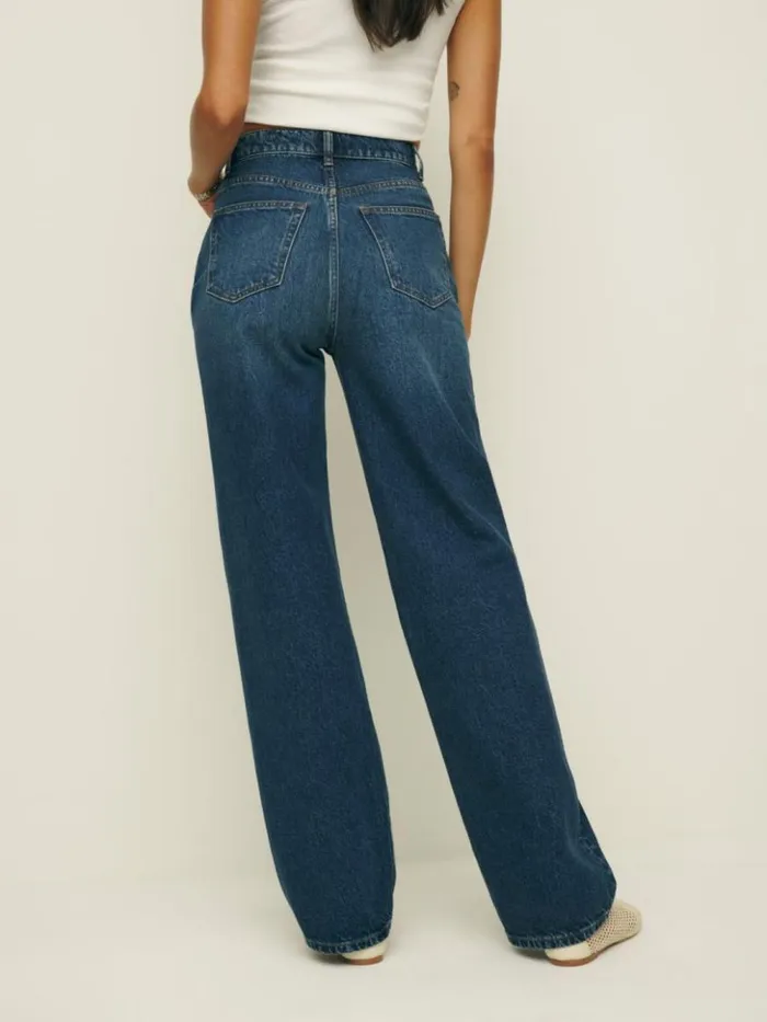 Clothing The Reformation Cary High Rise Slouchy Straight Leg Jeans Donner