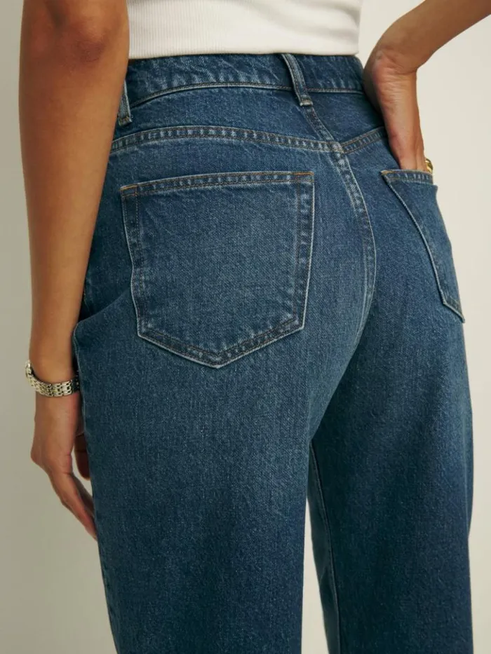 Clothing The Reformation Cary High Rise Slouchy Straight Leg Jeans Donner