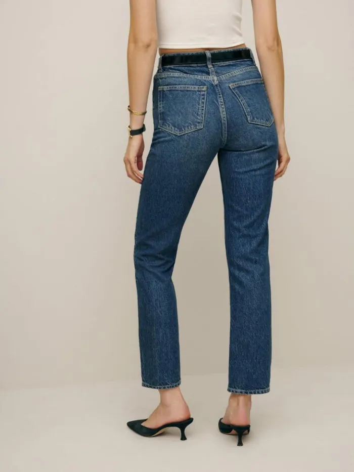 Clothing The Reformation Cynthia High Rise Straight Cropped Jeans Lanier