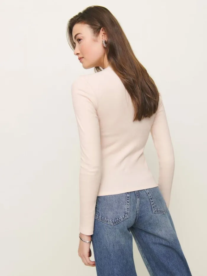 Clothing The Reformation Davy Long Sleeve Crewneck Tee Sorbet