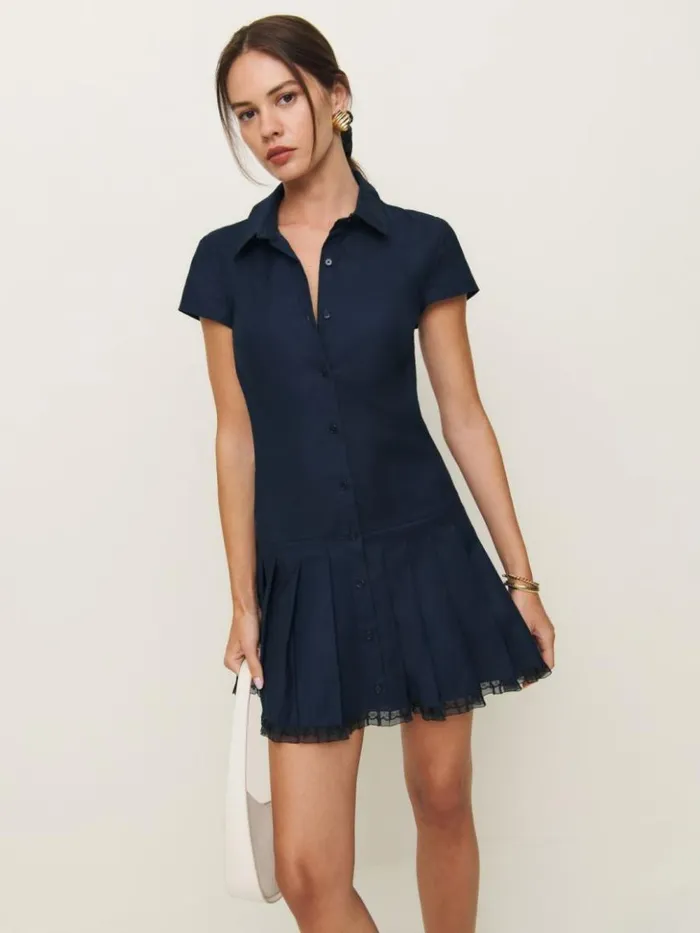 Clothing The Reformation Effie Dress Navy