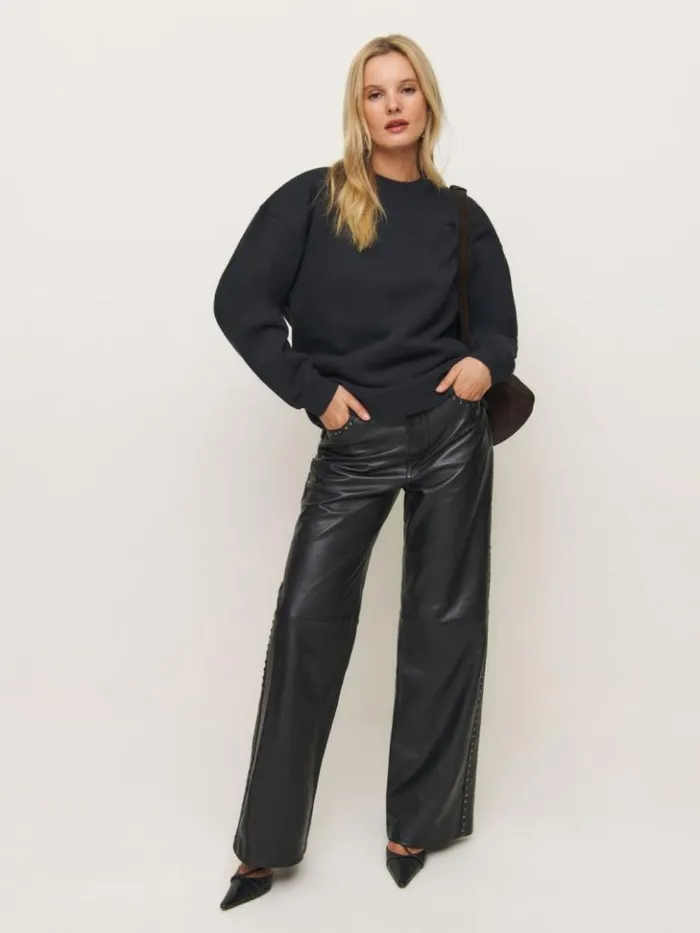 Clothing The Reformation Emma Classic Crewneck Sweatshirt Black
