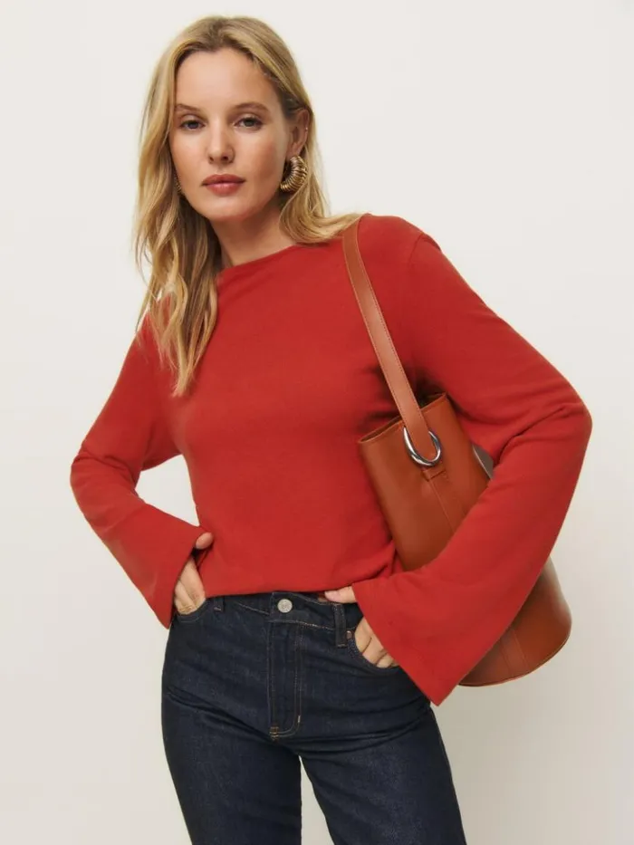 Clothing The Reformation Eternity Knit Top Sundried Tomato