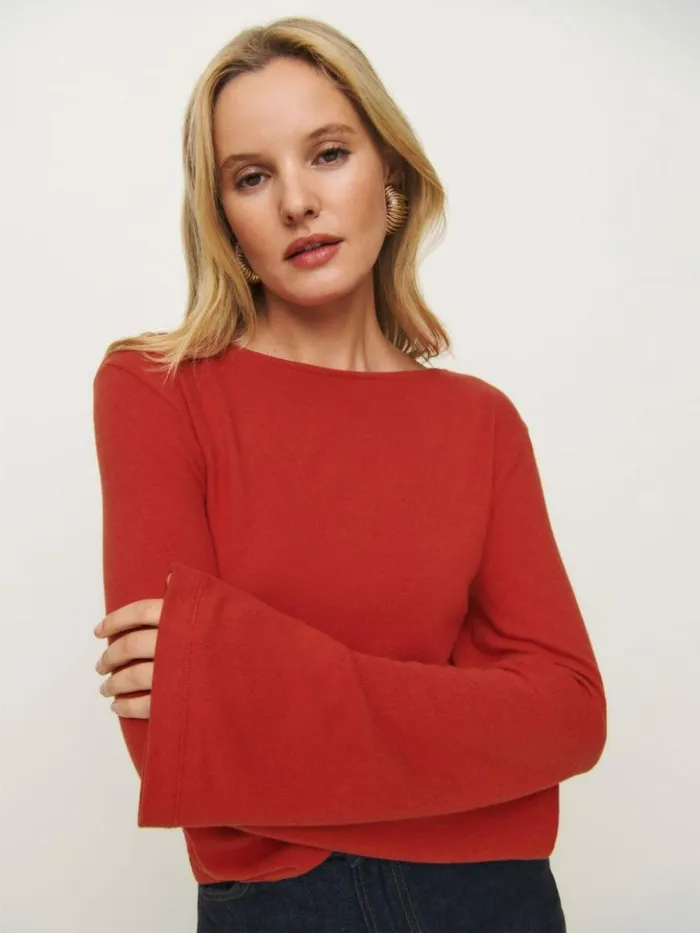 Clothing The Reformation Eternity Knit Top Sundried Tomato