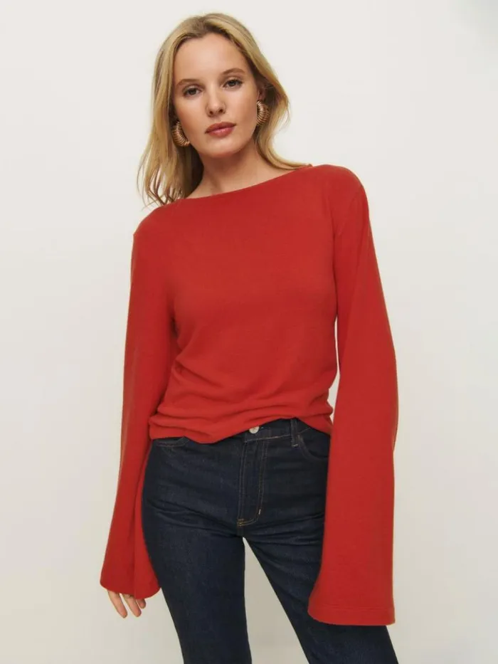 Clothing The Reformation Eternity Knit Top Sundried Tomato
