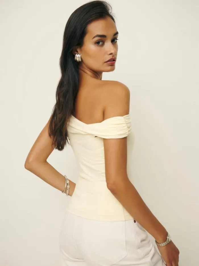 Clothing The Reformation Eve Knit Top Sugar