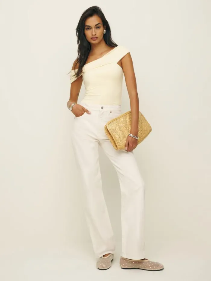 Clothing The Reformation Eve Knit Top Sugar