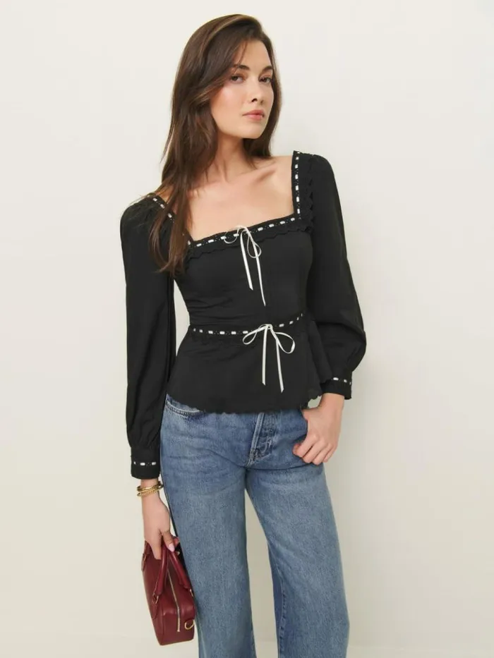 Clothing The Reformation Haisley Top Black