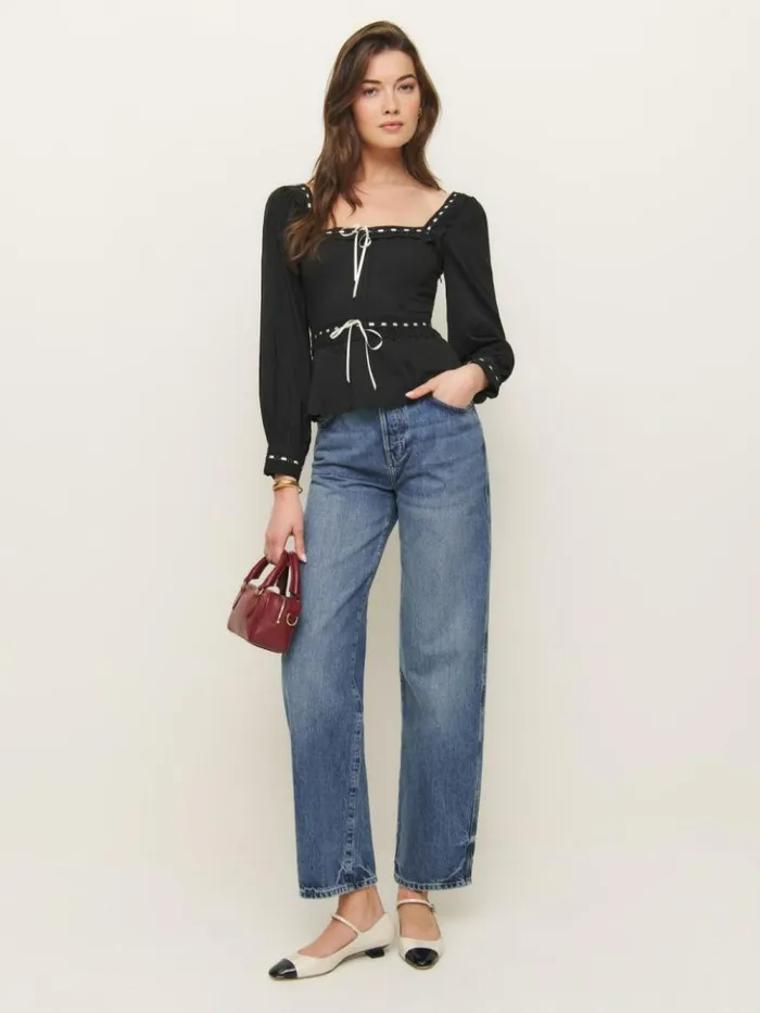 Clothing The Reformation Haisley Top Black