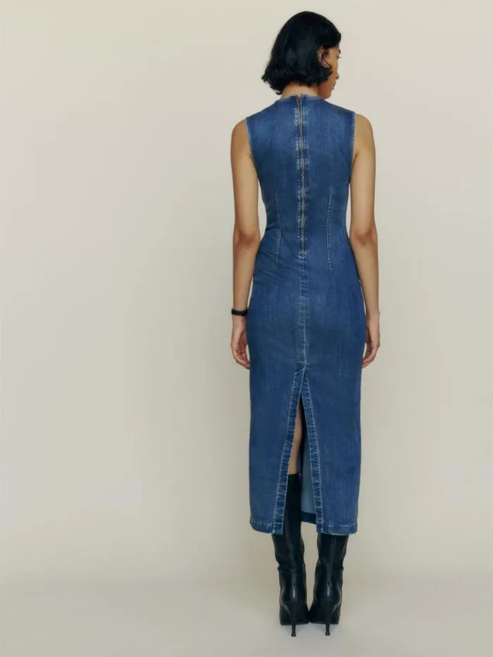 Clothing The Reformation Kendi Denim Midi Dress Bleu