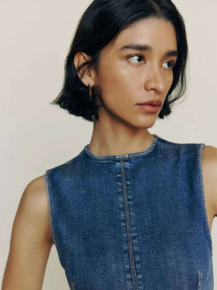 Clothing The Reformation Kendi Denim Midi Dress Bleu