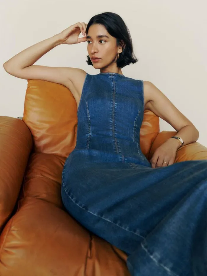 Clothing The Reformation Kendi Denim Midi Dress Bleu