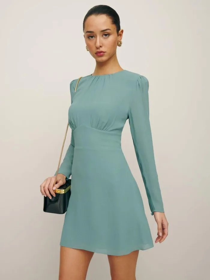 Clothing The Reformation Laken Dress Verdigris