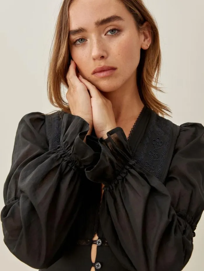 Clothing The Reformation Meadowlark Top Black