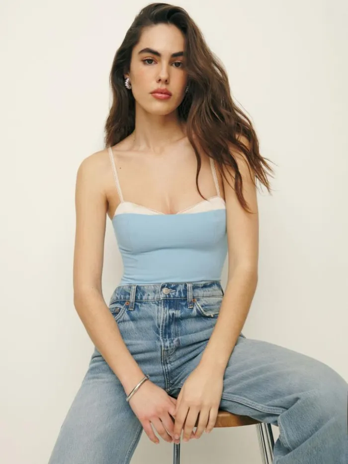 Clothing The Reformation Melanie Top Light Blue