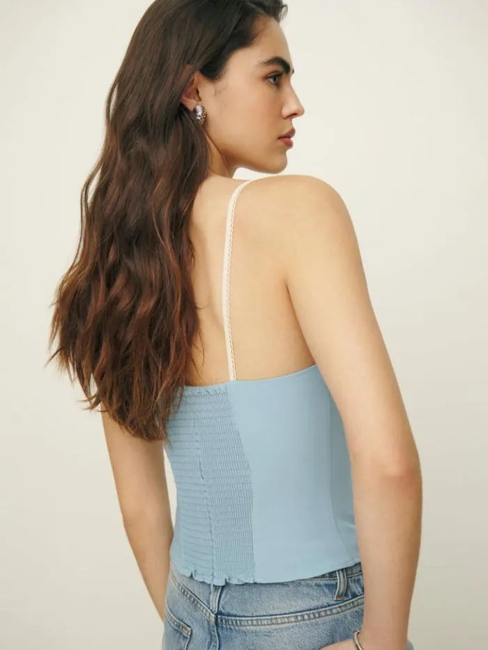 Clothing The Reformation Melanie Top Light Blue
