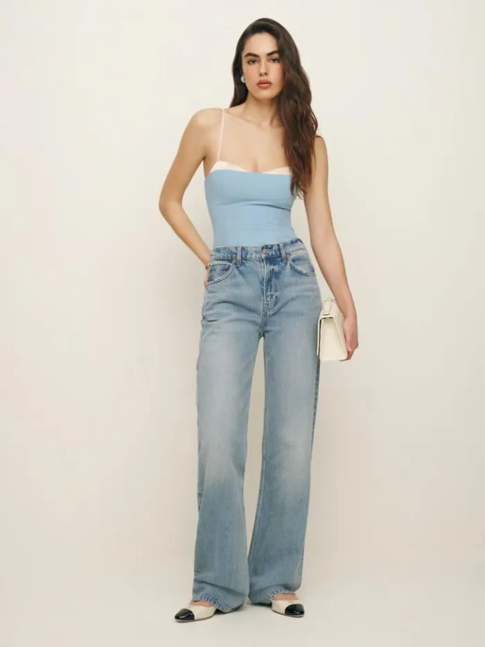 Clothing The Reformation Melanie Top Light Blue