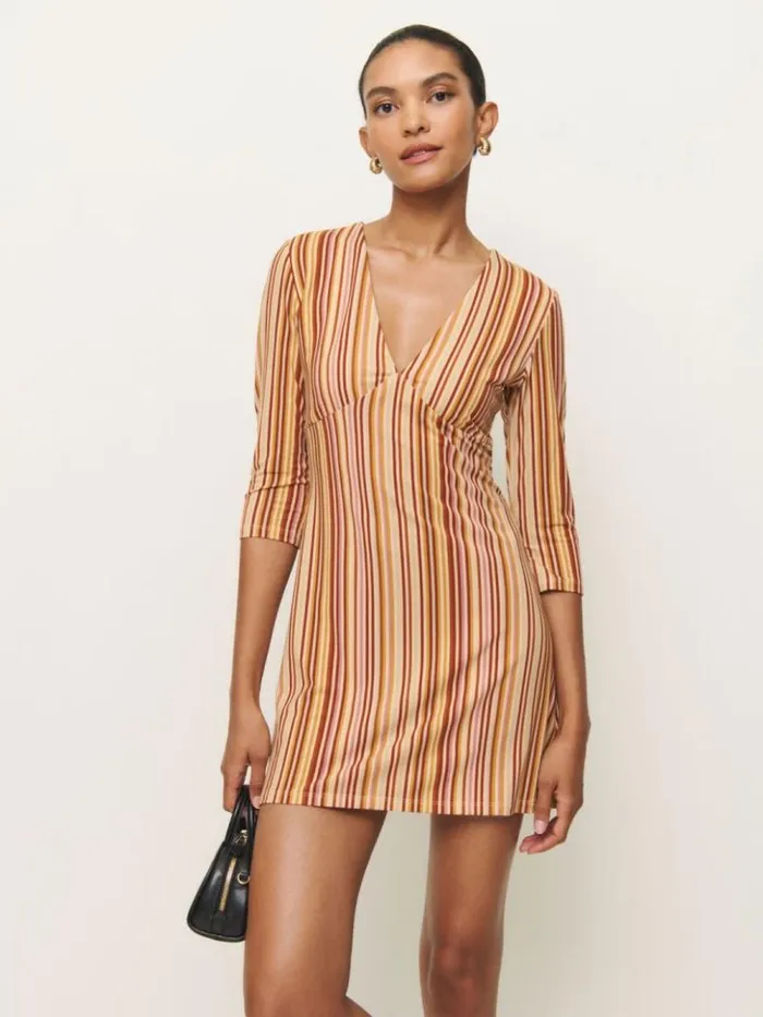 Clothing The Reformation Merritt Knit Dress Solstice Stripe