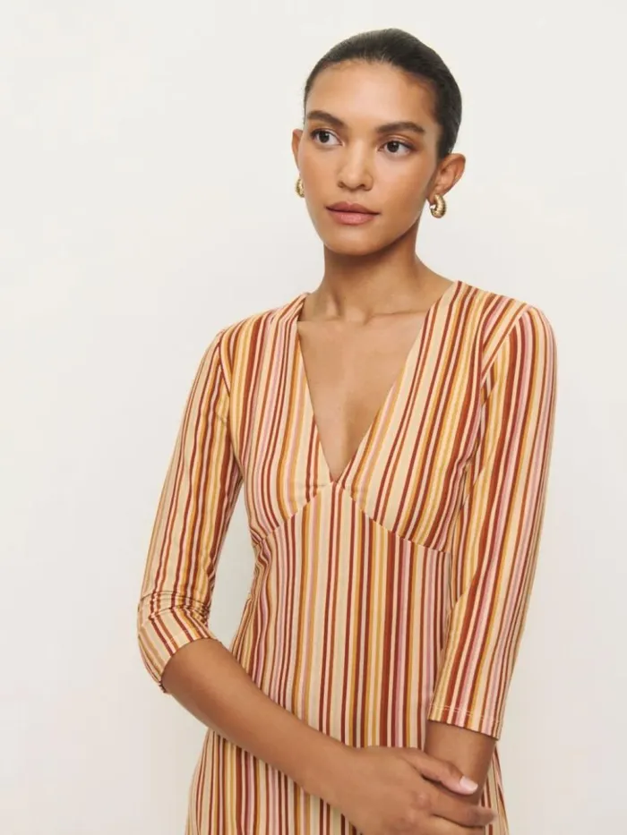 Clothing The Reformation Merritt Knit Dress Solstice Stripe