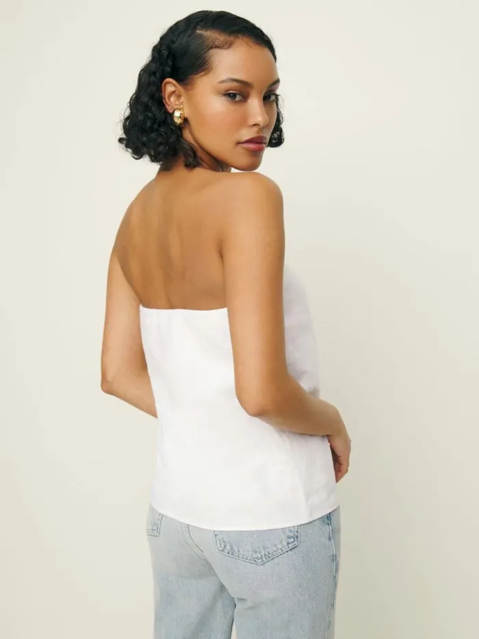 Clothing The Reformation Mollie Linen Top White
