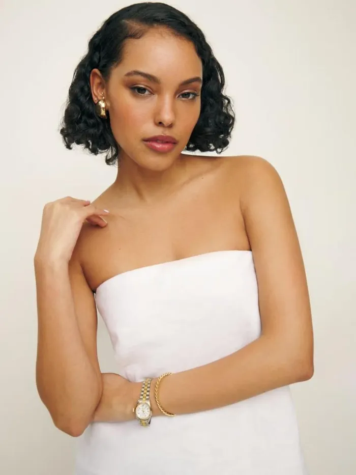 Clothing The Reformation Mollie Linen Top White