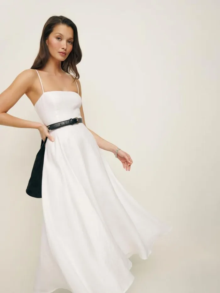 Clothing The Reformation Monette Linen Dress White