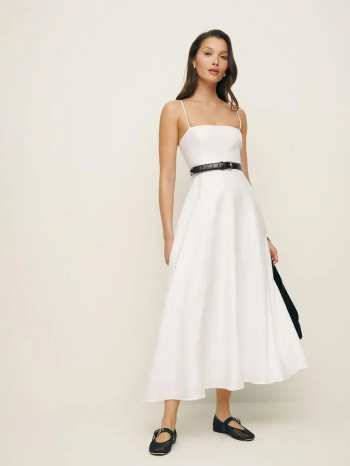 Clothing The Reformation Monette Linen Dress White