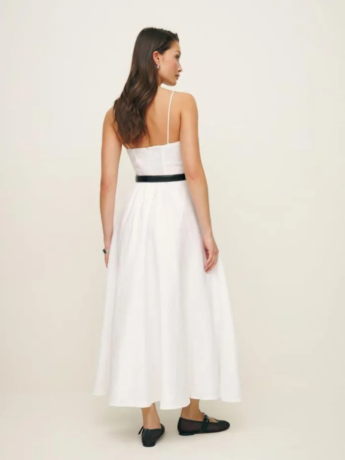 Clothing The Reformation Monette Linen Dress White