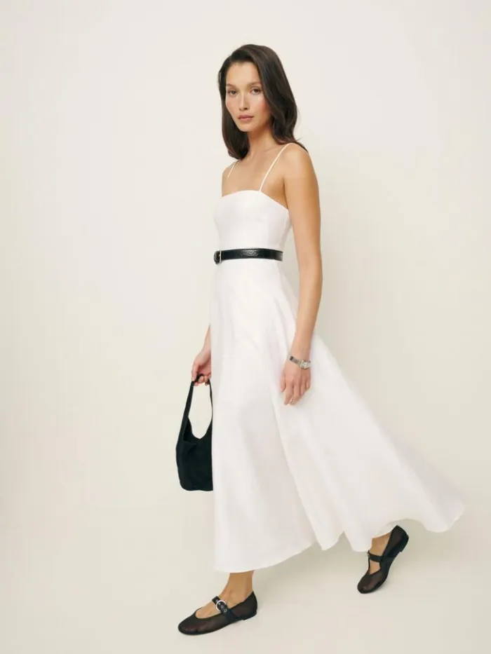Clothing The Reformation Monette Linen Dress White