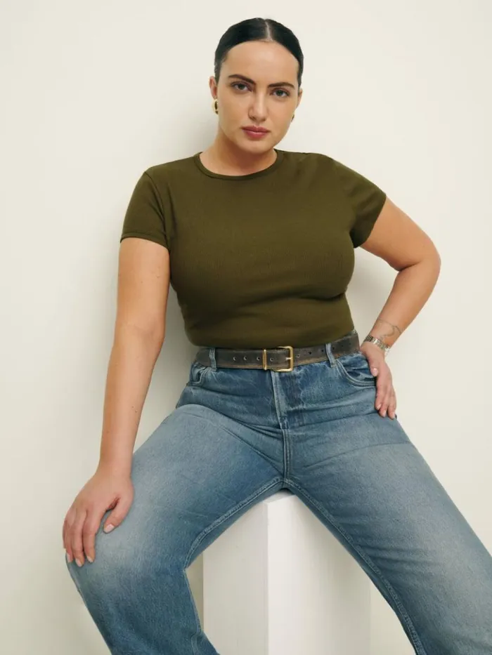 Clothing The Reformation Muse Tee Es Dark Olive