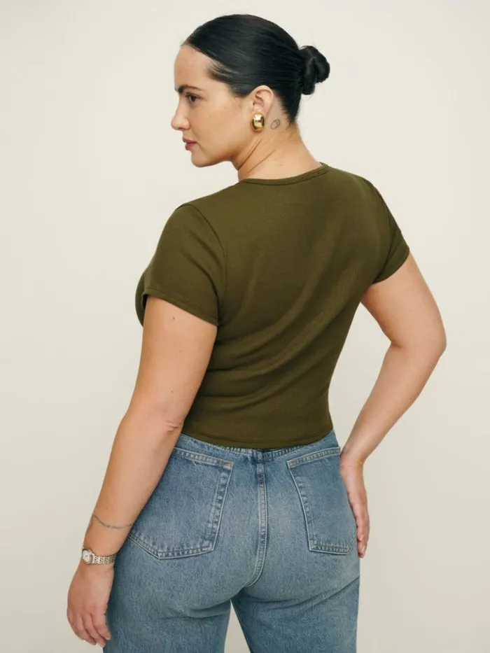Clothing The Reformation Muse Tee Es Dark Olive