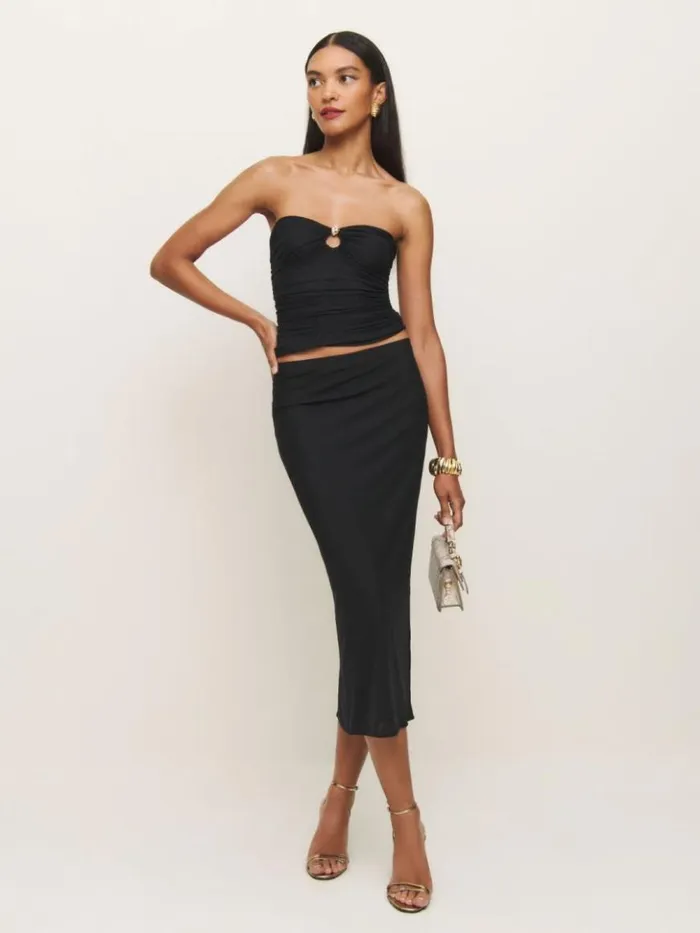 Clothing The Reformation Myra Knit Top Black