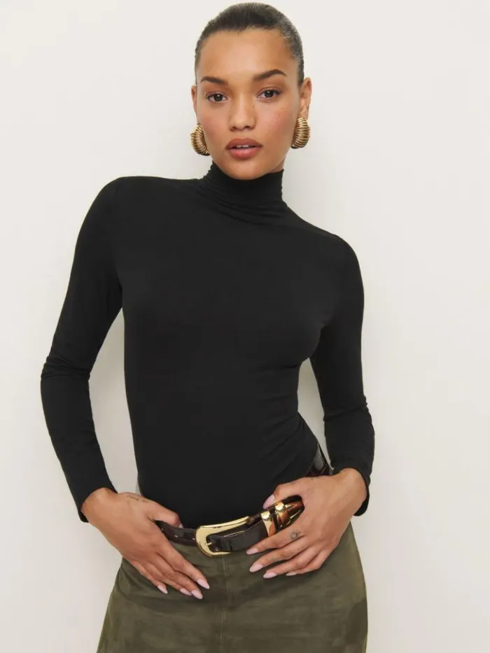 Clothing The Reformation Nell Knit Top Black