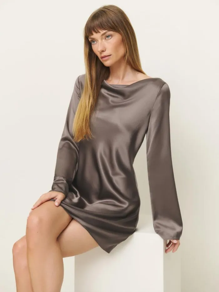 Clothing The Reformation Pike Satin Dress Magnetic