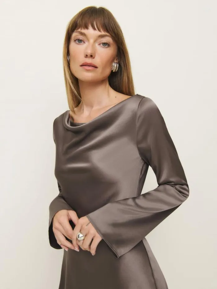 Clothing The Reformation Pike Satin Dress Magnetic