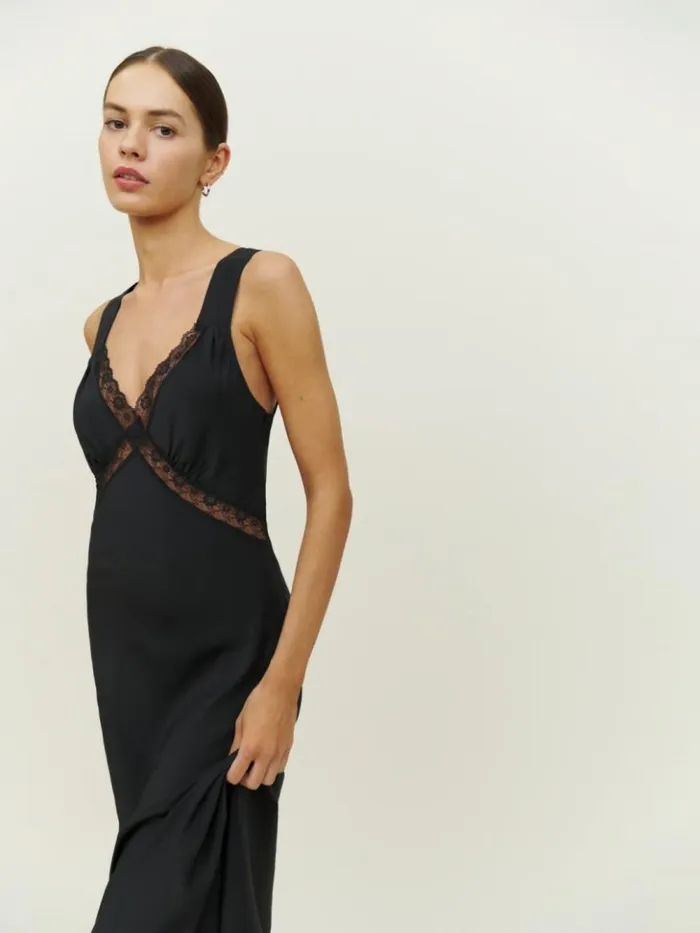 Clothing The Reformation Provence Silk Dress Black