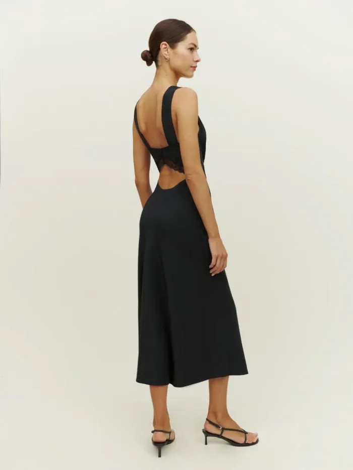 Clothing The Reformation Provence Silk Dress Black